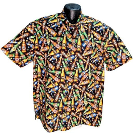 Beer Bottles Hawaiian Shirt- Made in USA- 100% Cotton